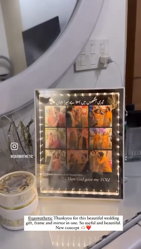 Magic Mirror Photo Frame with LED Lights - Customizable 2 in 1 Mirror and Photo Display